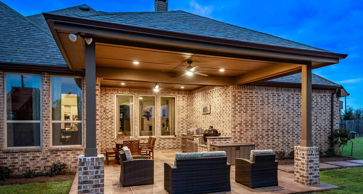 Patio cover addition shade structure upgraded outdoor living space Houston
