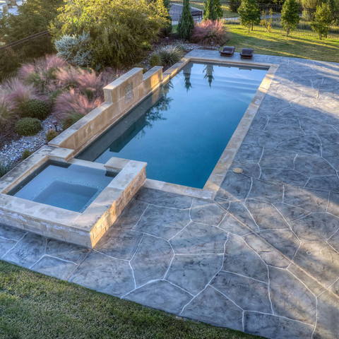 handcrafted concrete overlay carvestone pool decking dallas texas