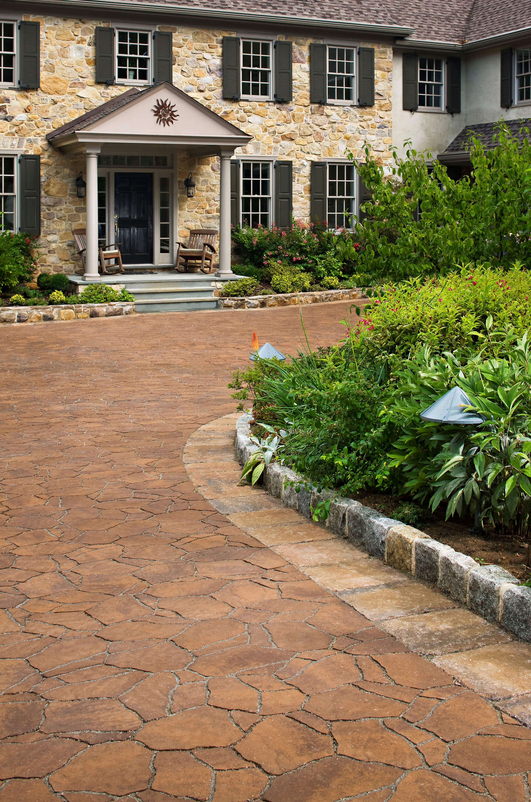 Stone paver driveway durable custom hardscape