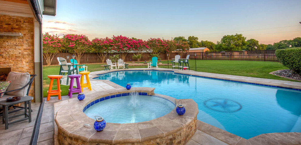 Pool deck remodel backyard renovation carvestone overlay dallas texas