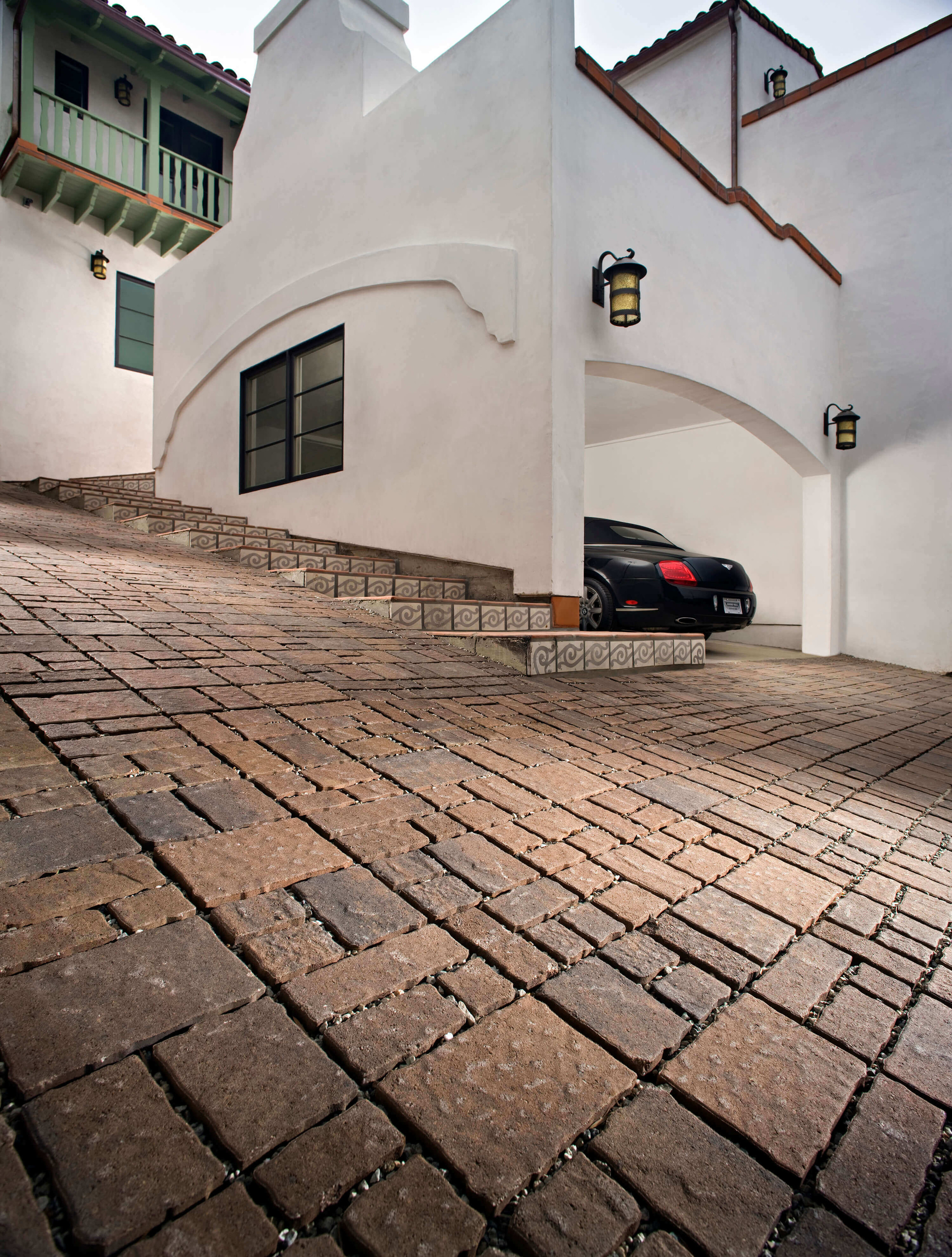 Stone paver driveway custom built durable hardscape