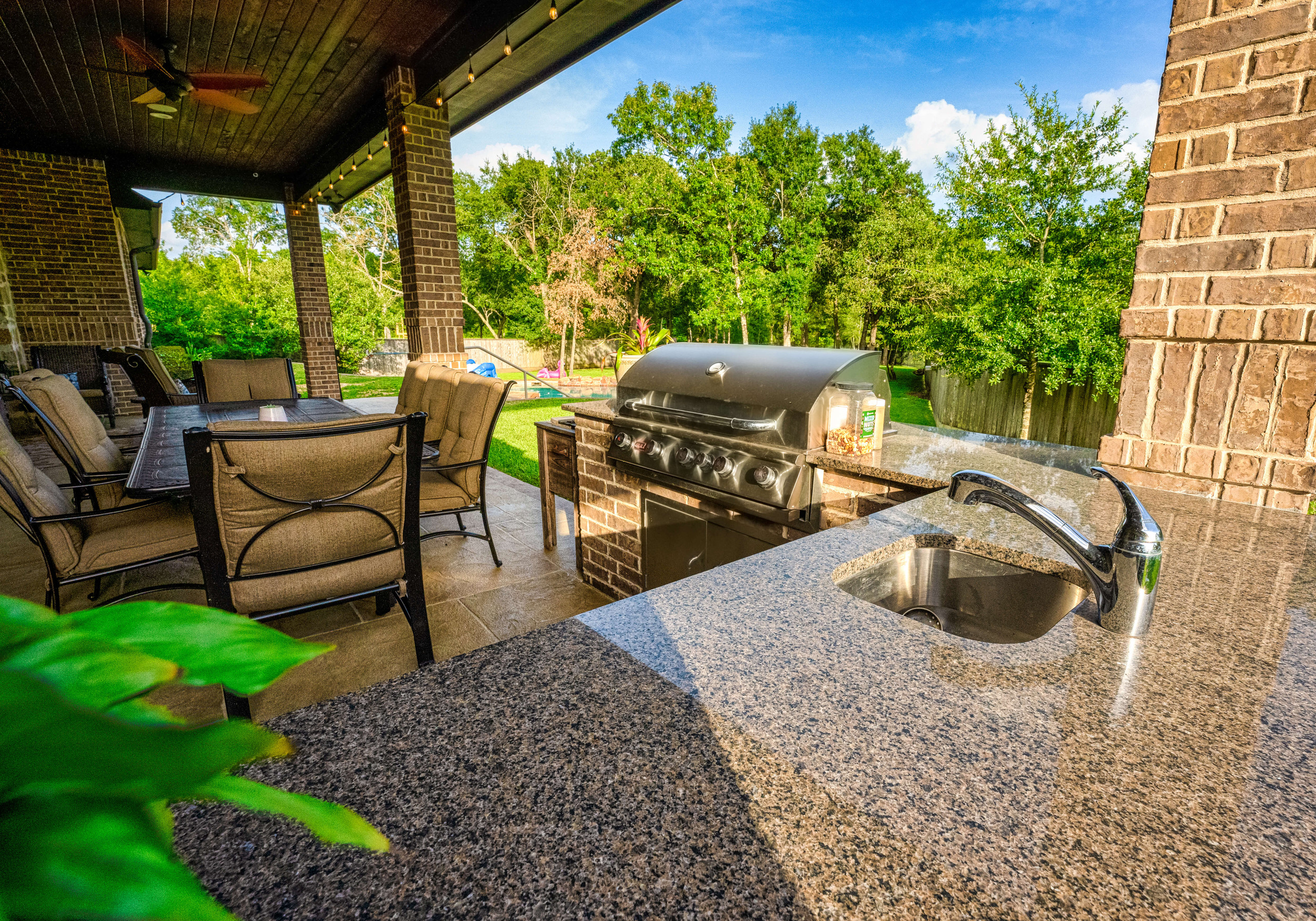 Granite outdoor countertop with grill area