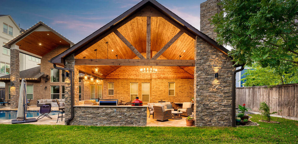 custom built cedar patio cover and kitchen pool remodel backyard transformation
