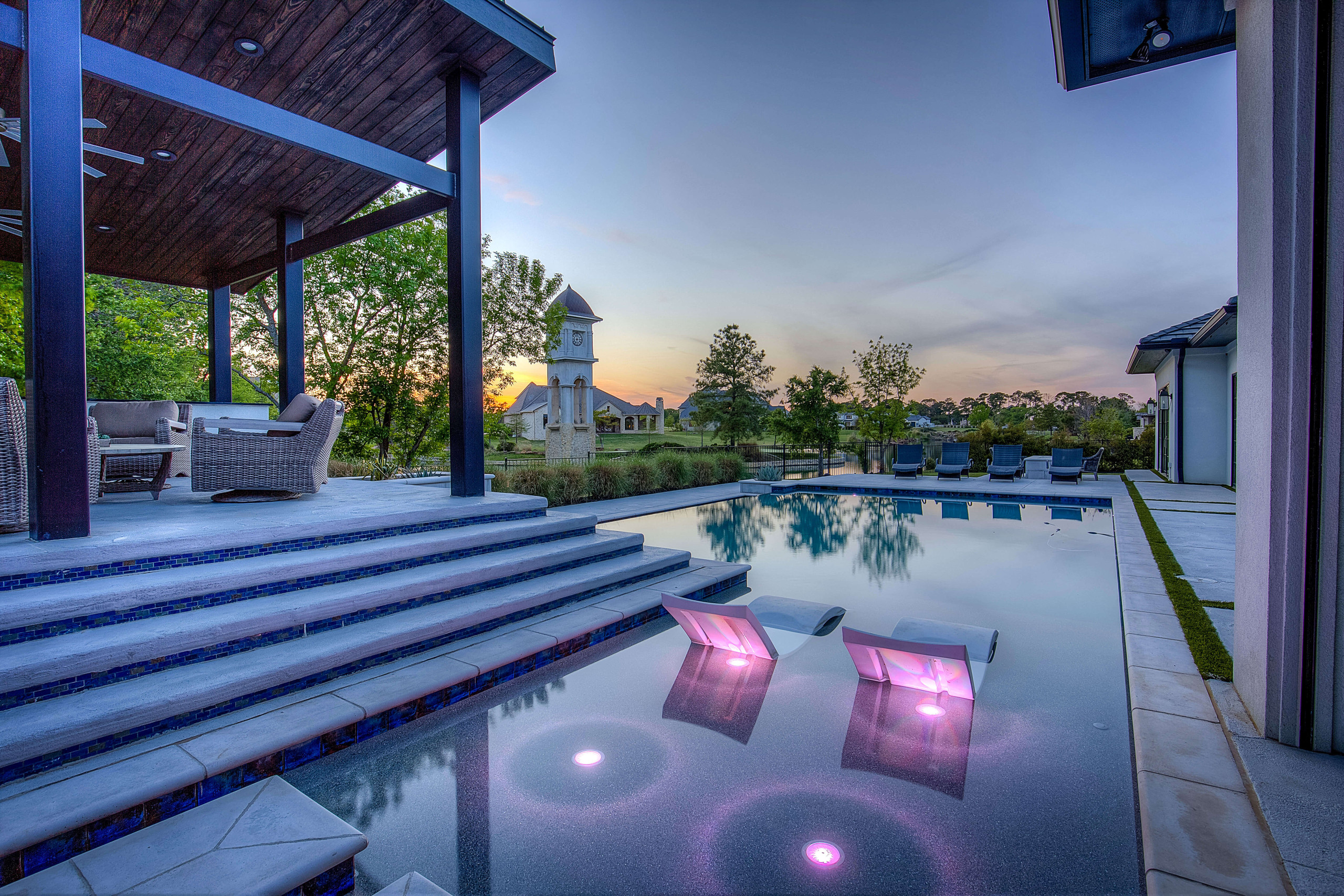 Pool lights outdoor pool furniture modern design idea Dallas Texas