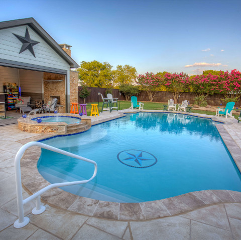backyard makeover custom pool and pool deck Dallas Texas
