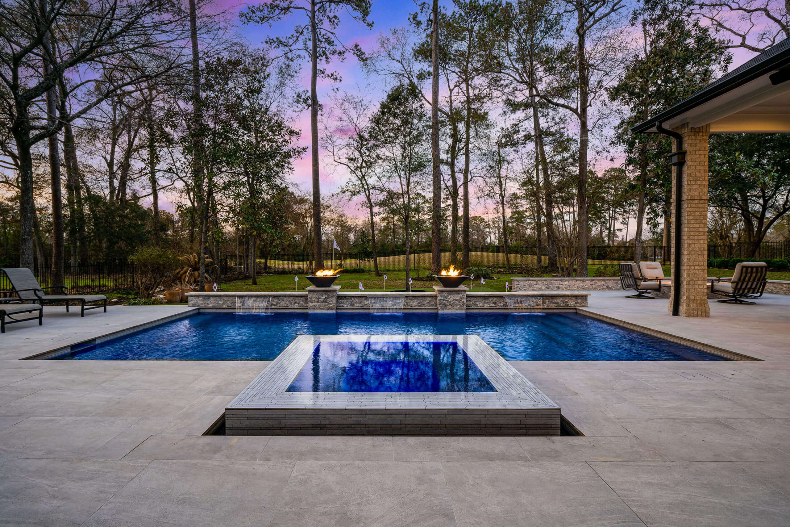 new pool construction inground modern style patio porcelain paver