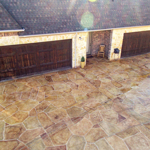 Carvestone concrete overlay product flagstone design idea