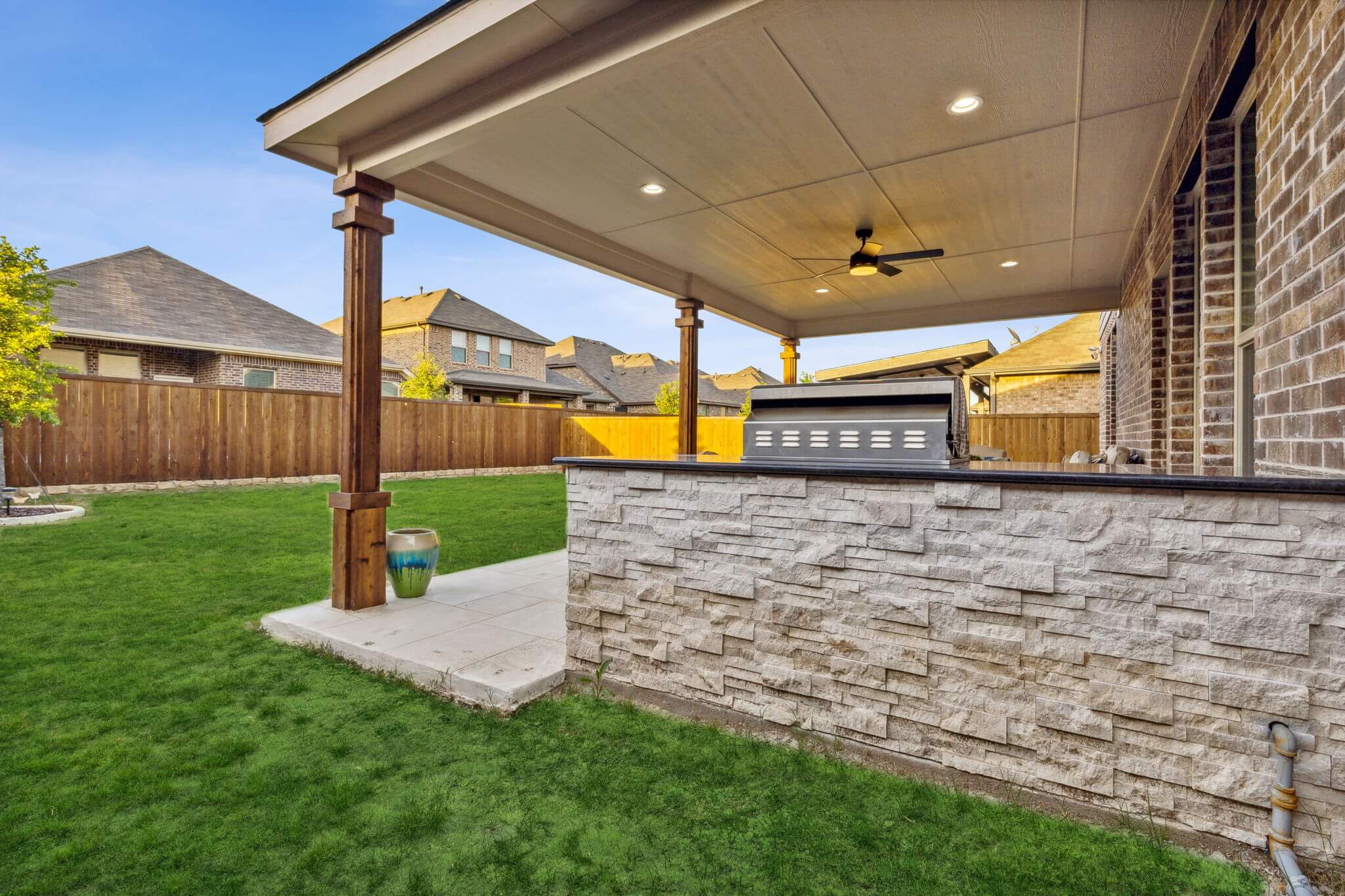 outdoor kitchen backyard renovation patio fort worth texas