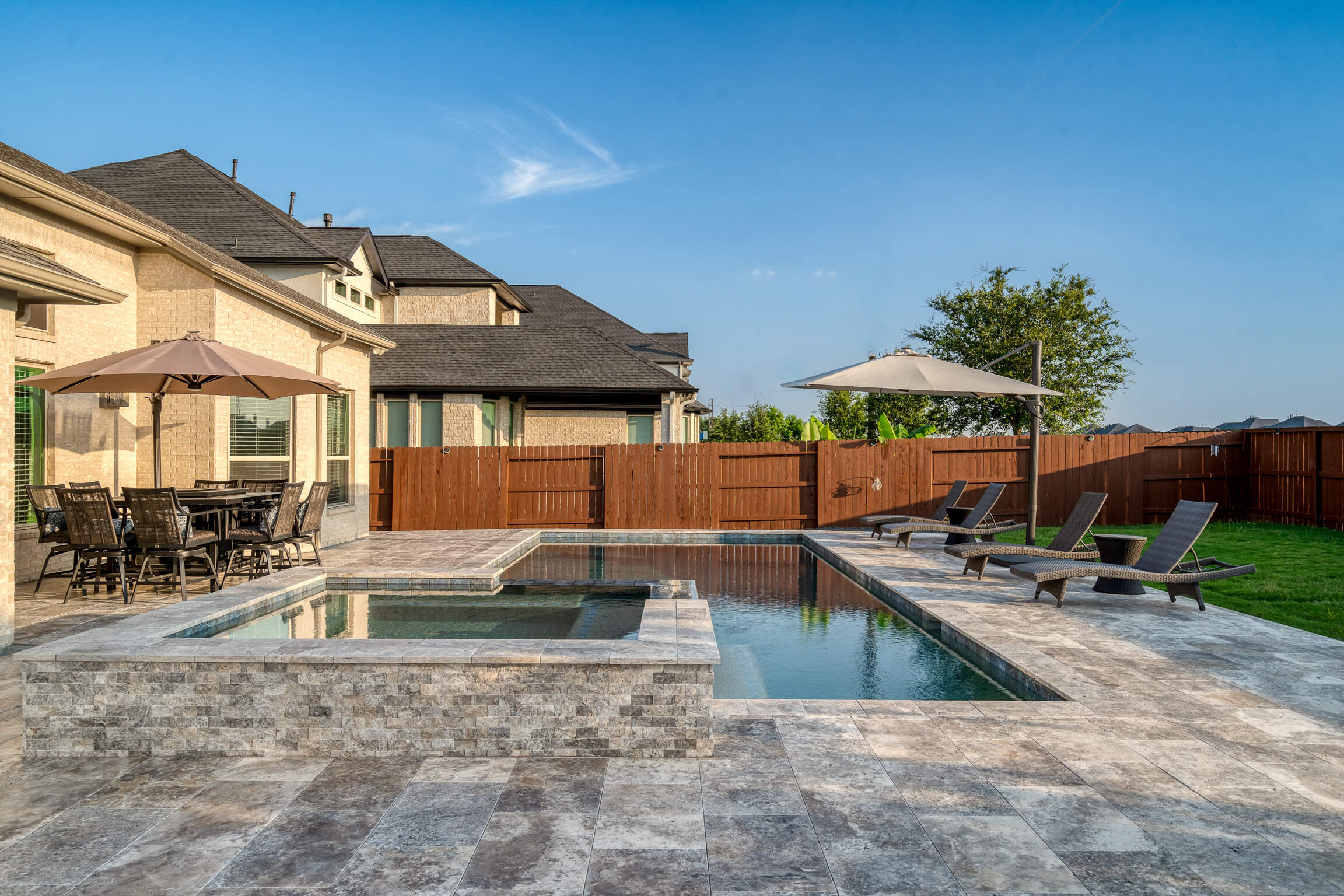 paver stone hardscape pool decking patio design
