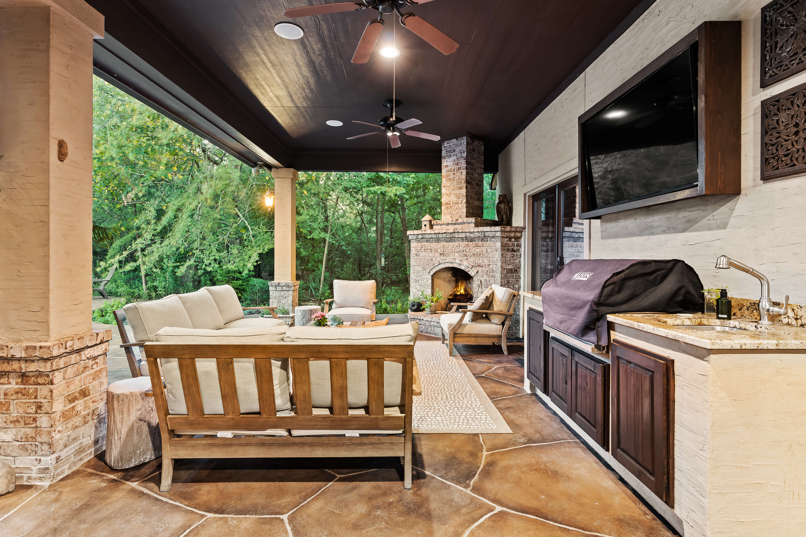 patio design outdoor living room kitchen seating area