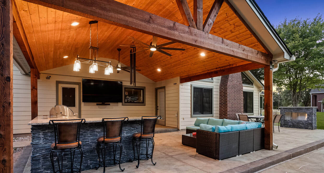 backyard patio transformation construction outdoor kitchen