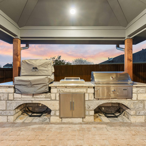 outdoor kitchen grill stone construction