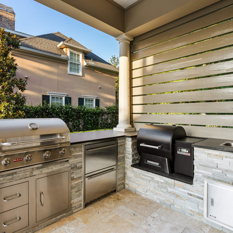backyard kitchen grill privacy statwall outdoor living patio