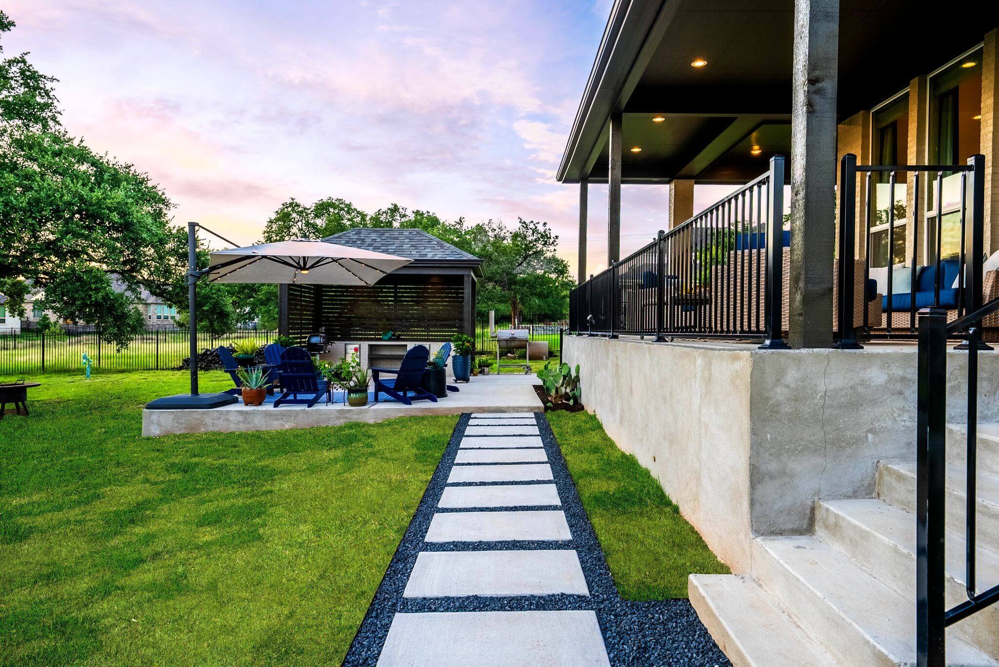 Patio concrete outdoor living backyard texas