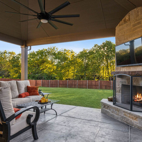 backyard ideas patio design fireplace fire feature outdoor living