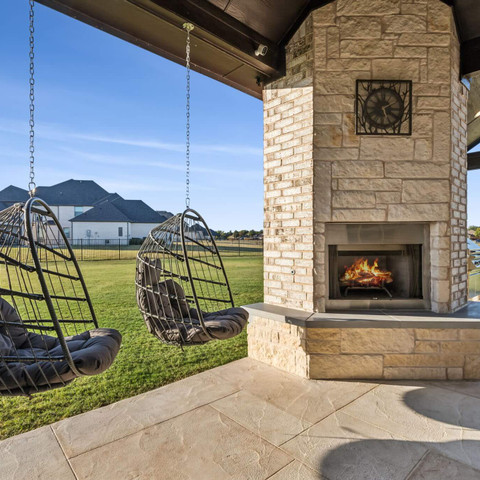 backyard patio design idea fireplace firepit