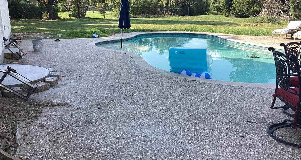 pool deck carvestone overlay decorative concrete backyard patio