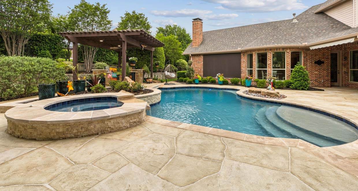 before after transformation pool deck remodel overlay concrete