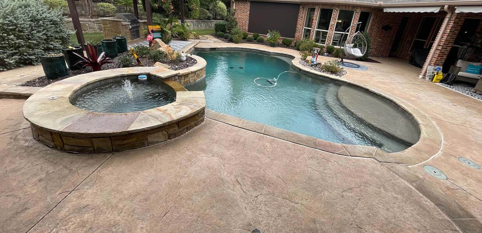 before after transformation pool deck remodel overlay concrete