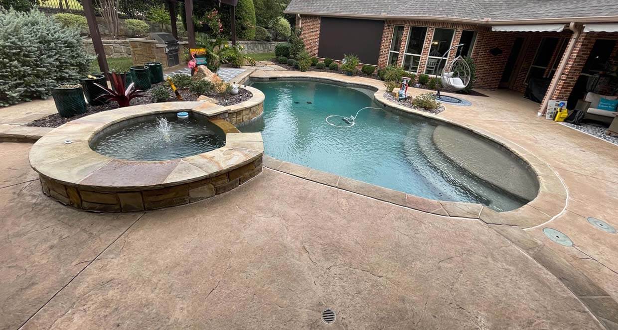 before after transformation pool deck remodel overlay concrete