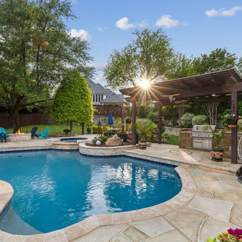 patio carvestone overlay pool deck outdoor living backyard idea