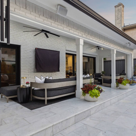 modern elegant patio design paver hardscape luxurious