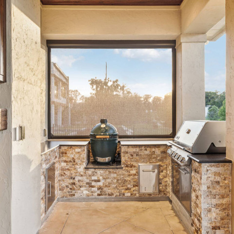 rustic backyard outdoor kitchen patio idea