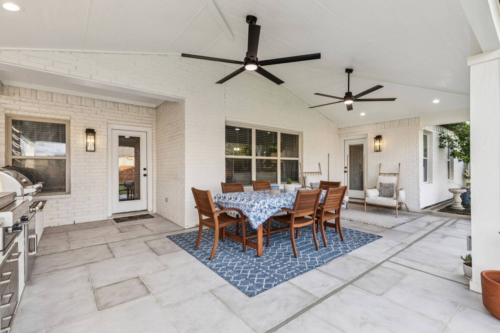 light gray custom carvestone overlay outdoor living patio
