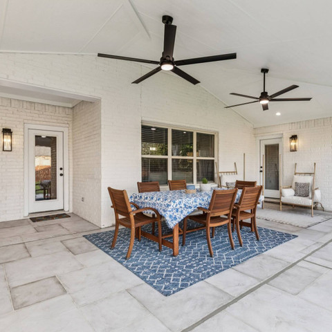 light gray custom carvestone overlay outdoor living patio