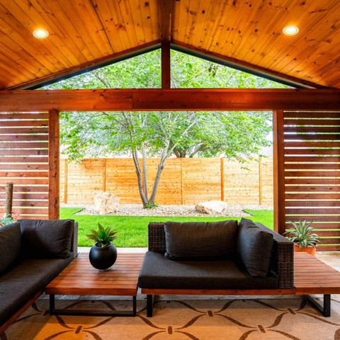 cedar patio cover carvestone patio privacy wall outdoor living