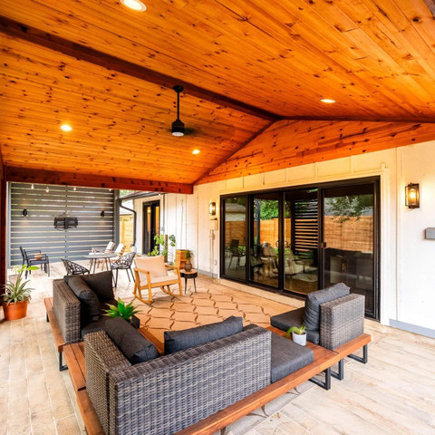 cedar patio cover outdoor living carvestone privacy wall