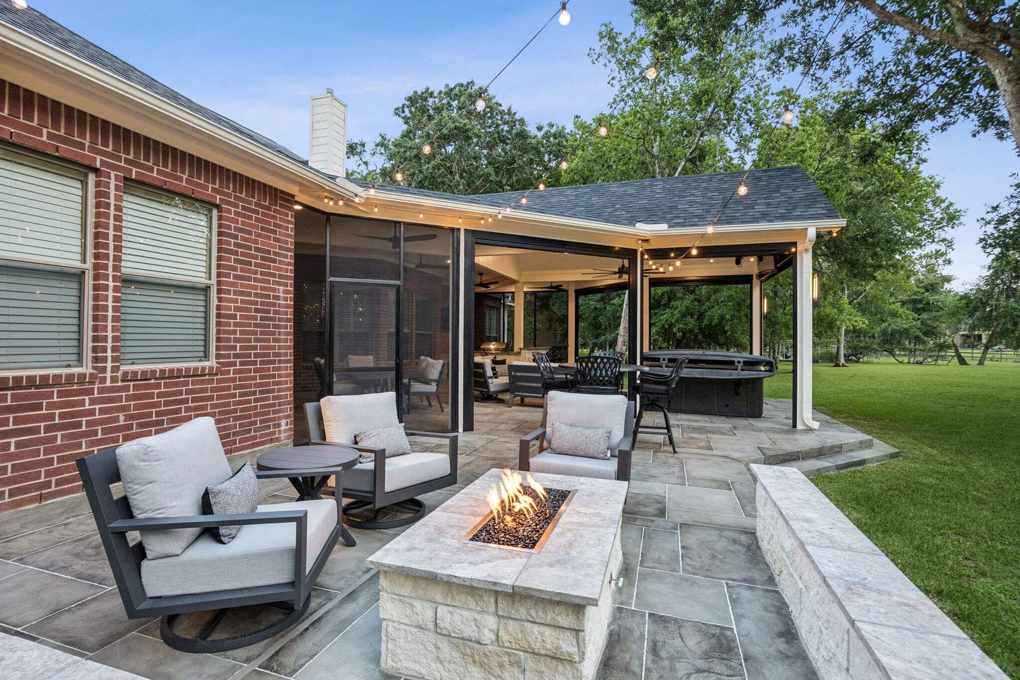 stone firepit patio carvestone overlay