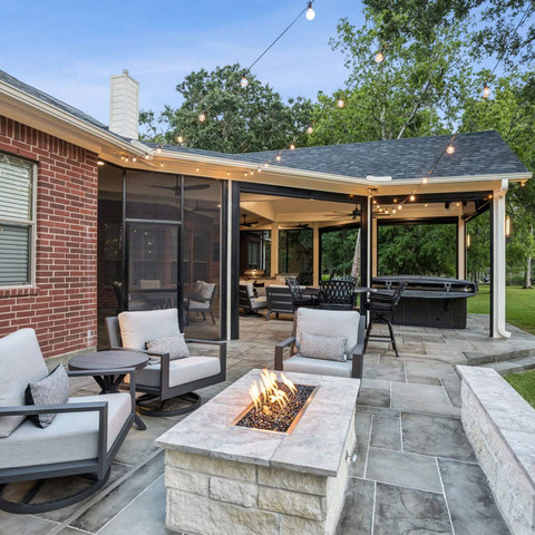 stone firepit patio carvestone overlay