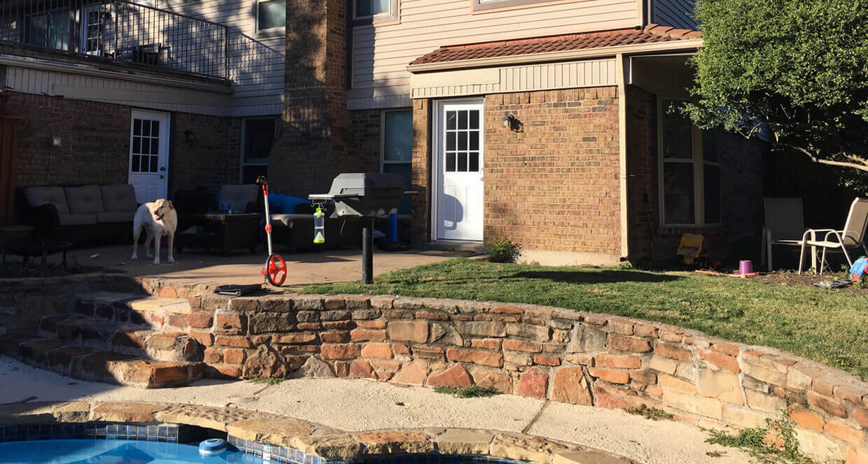 backyard transformation pool remodel carvestone patio cover design update