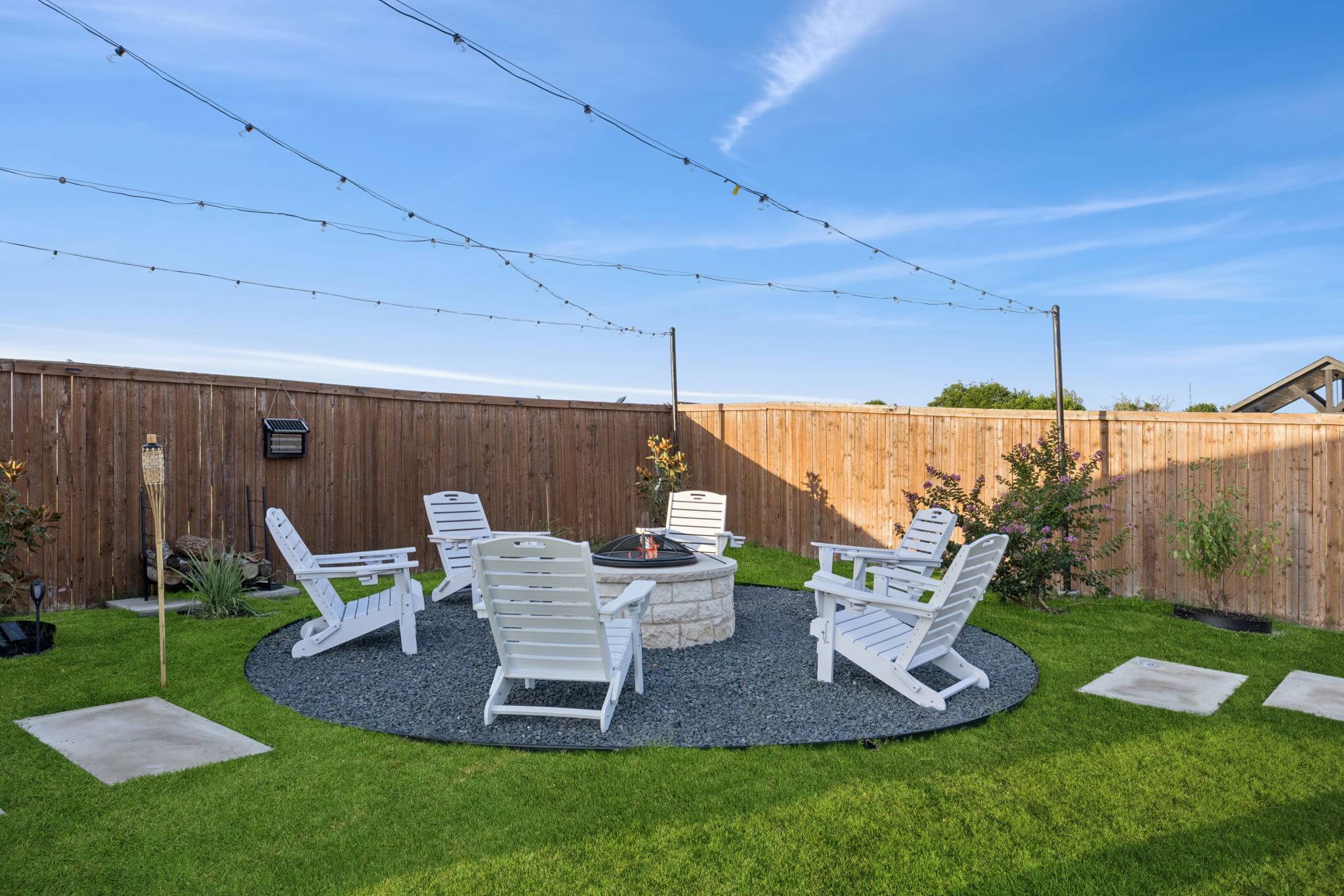 firepit fire feature blackstar gravel concrete stepper walkway