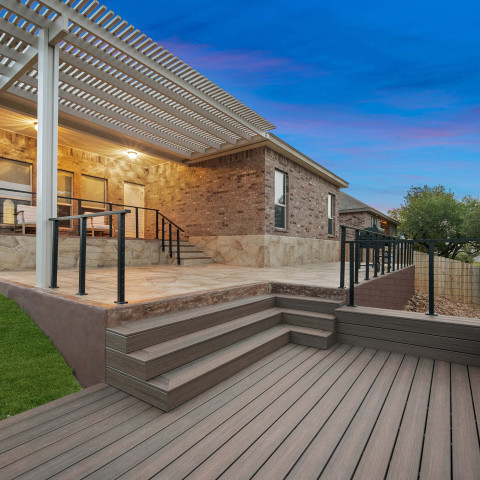 aluminum structure carvestone overlay patio deck