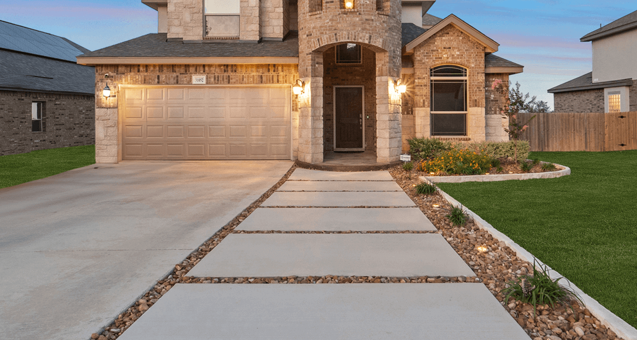 concrete steppers gravel walkway concrete driveway