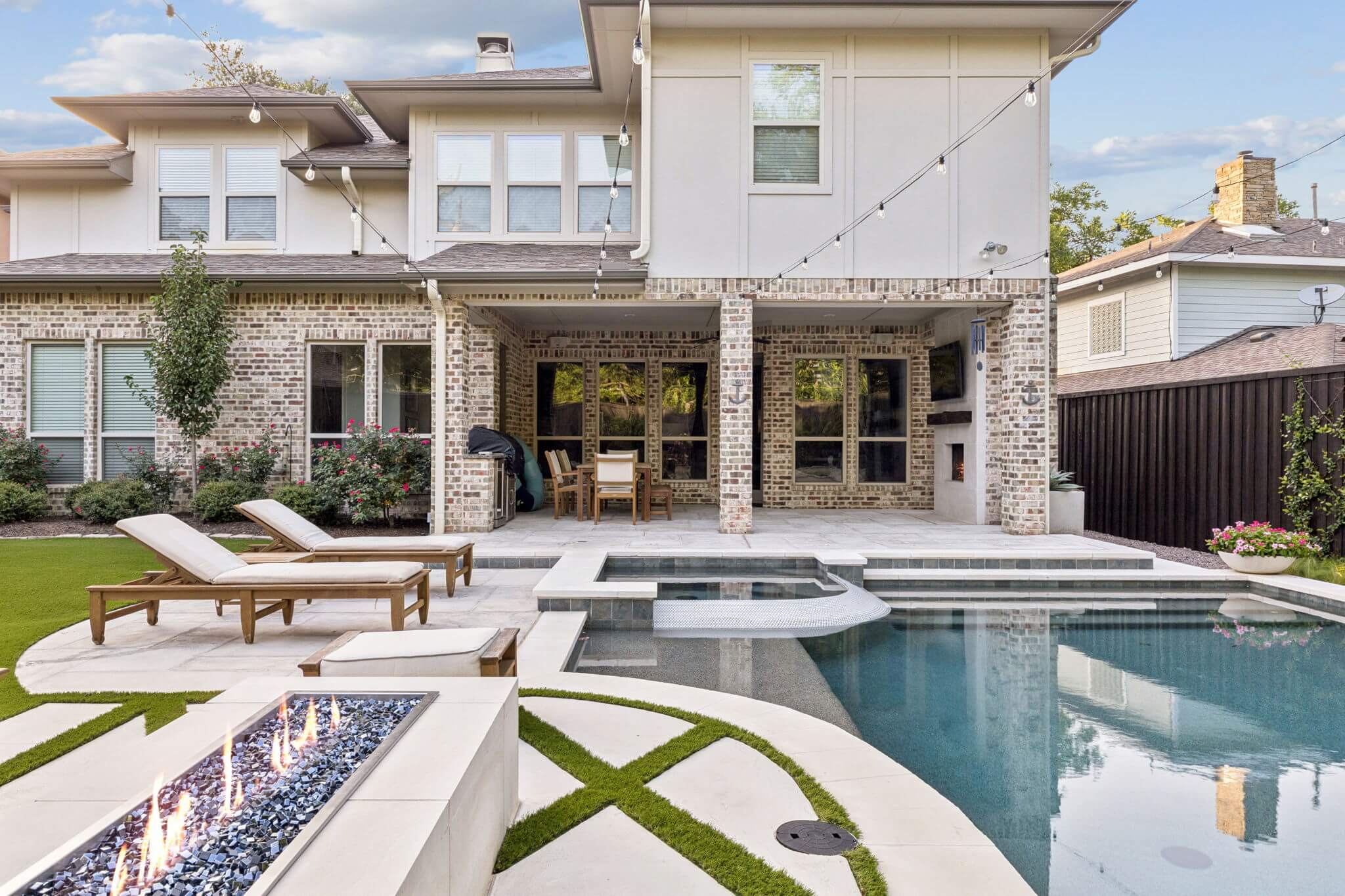 pool remodel fire pit outdoor living carvestone pool deck