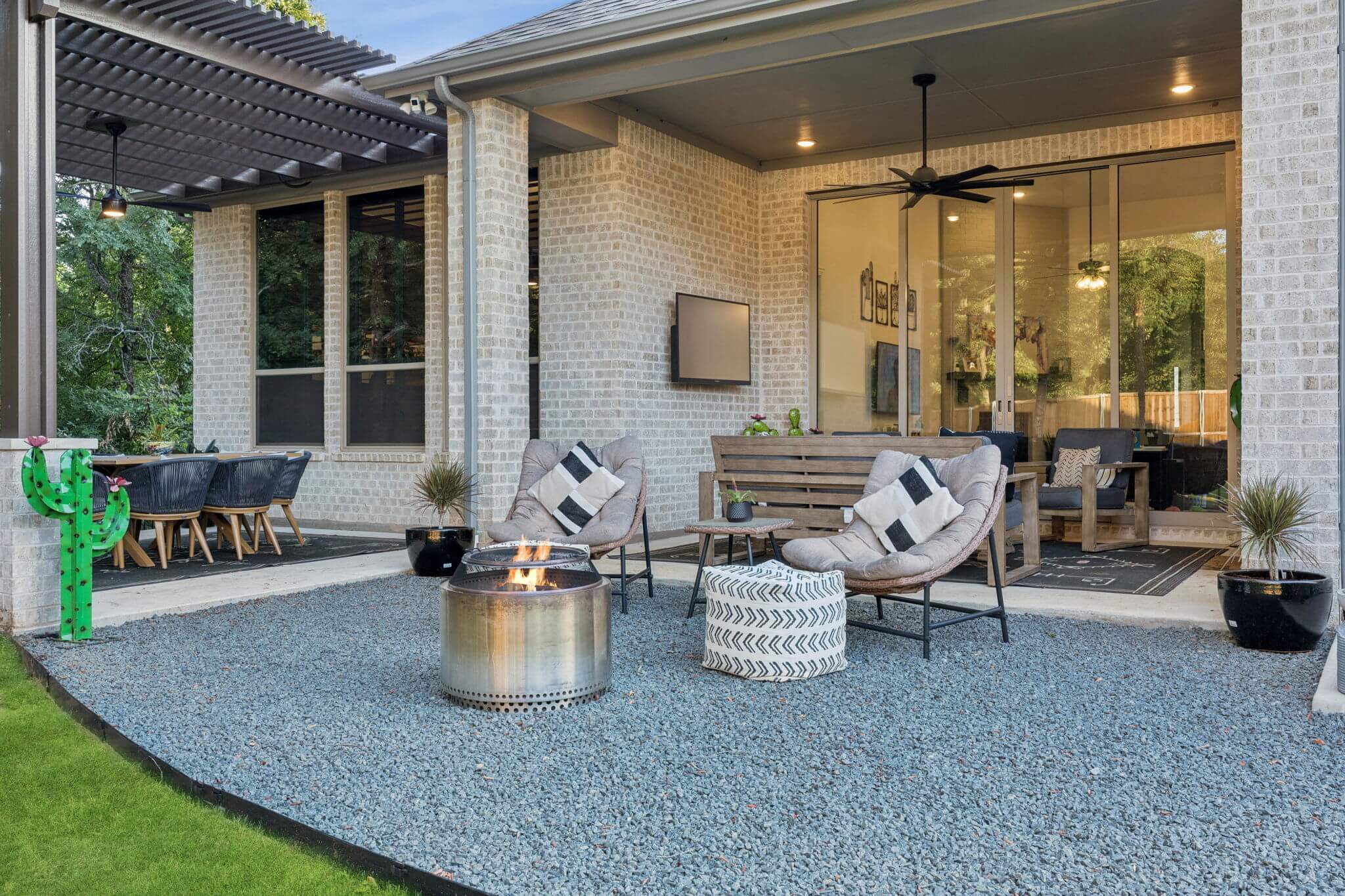 blackstar gravel landscaping patio and pergola