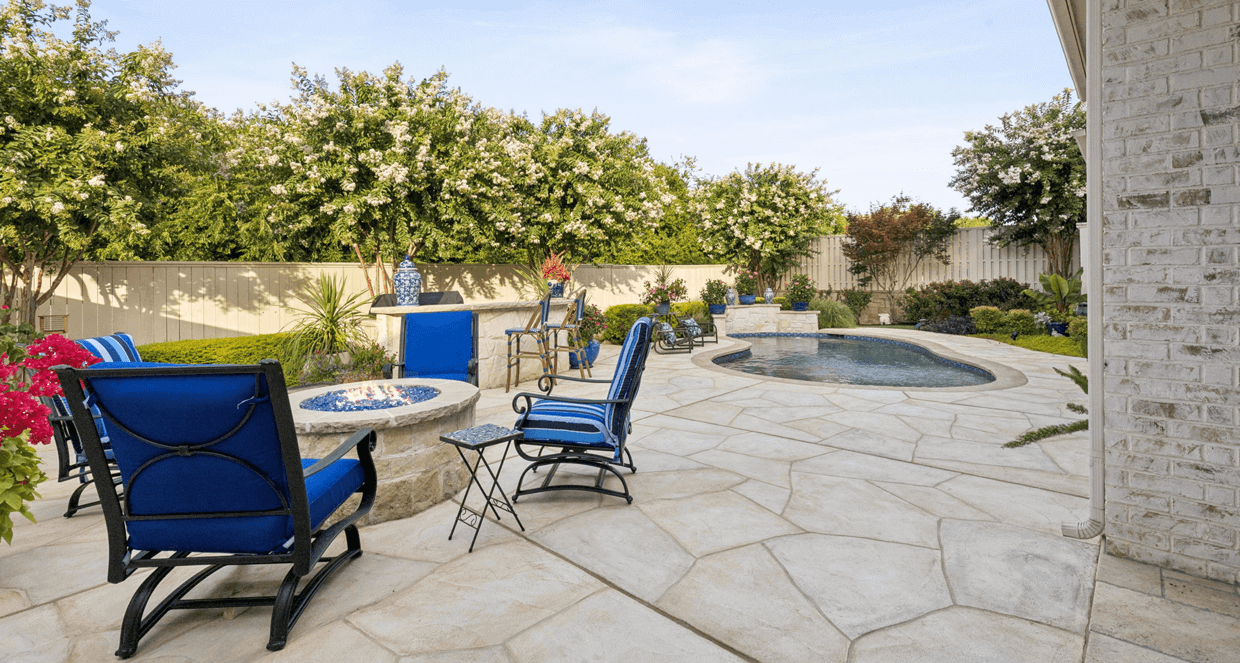 fire pit carvestone overlay pool remodel outdoor kitchen