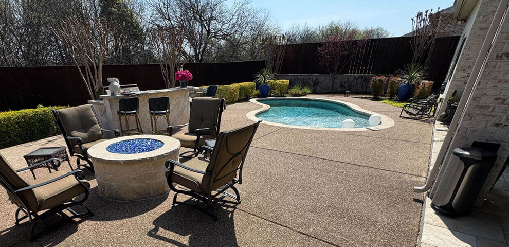 fire pit carvestone overlay pool remodel outdoor kitchen