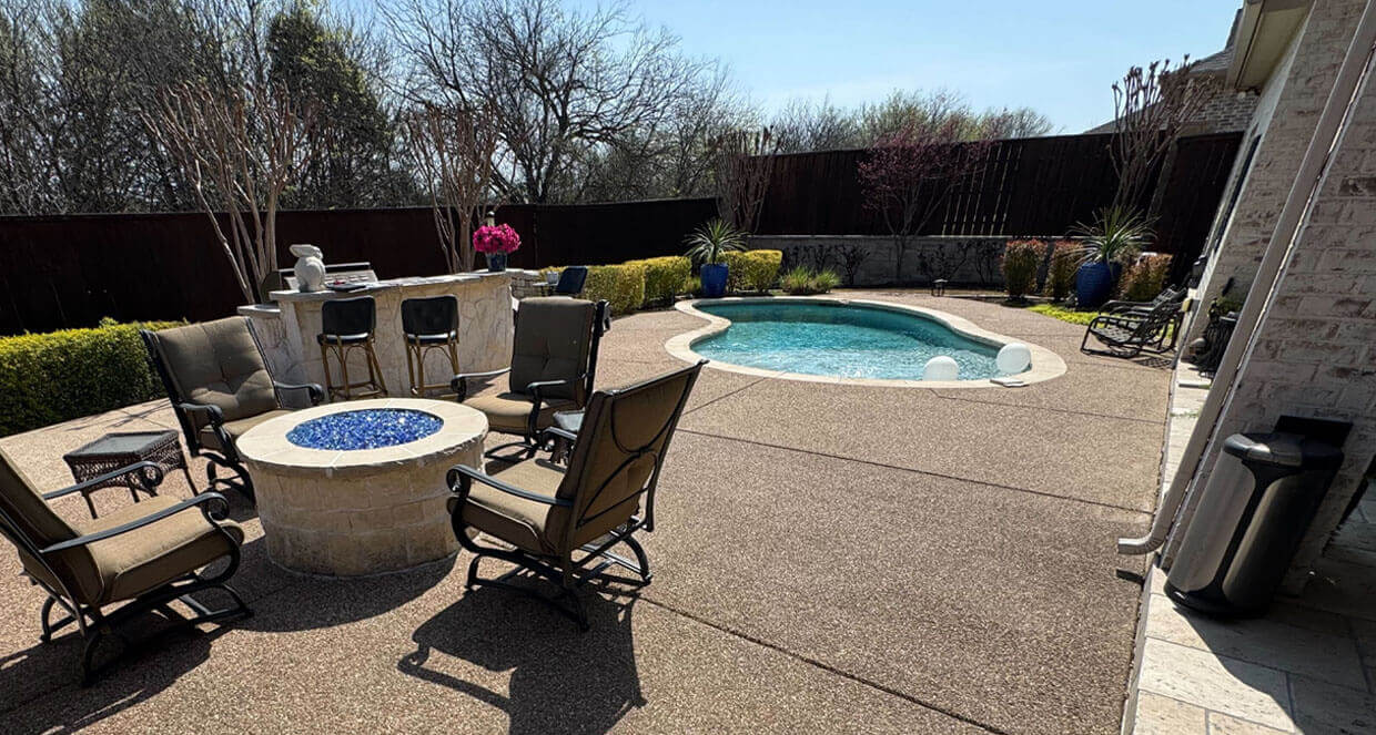 fire pit carvestone overlay pool remodel outdoor kitchen