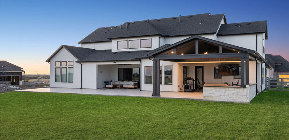 open gable patio cover outdoor kitchen paver patio