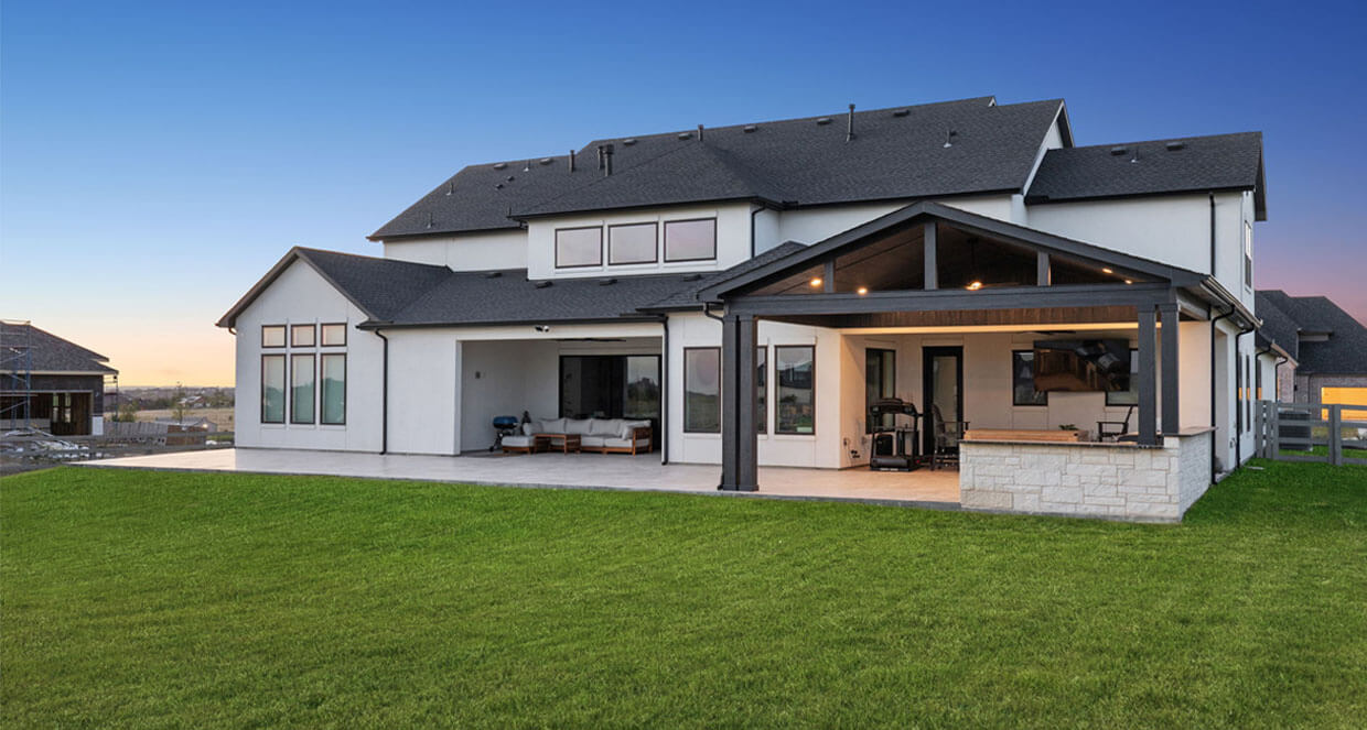 open gable patio cover outdoor kitchen paver patio