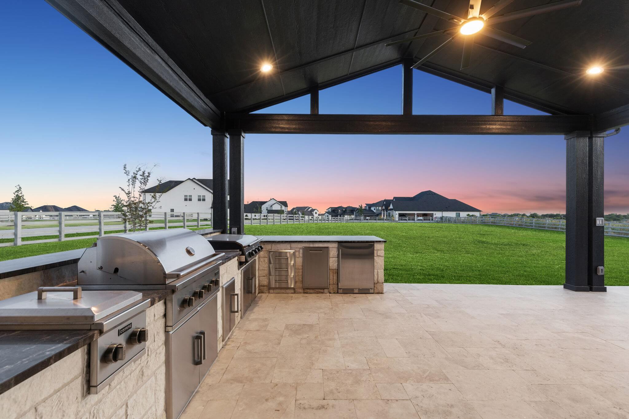 outdoor kitchen grill island paver patio patio cover