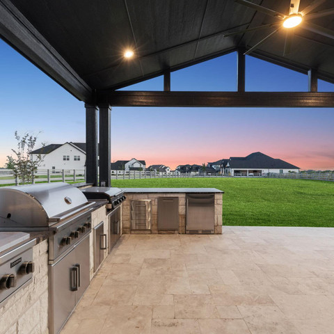 outdoor kitchen grill island paver patio patio cover