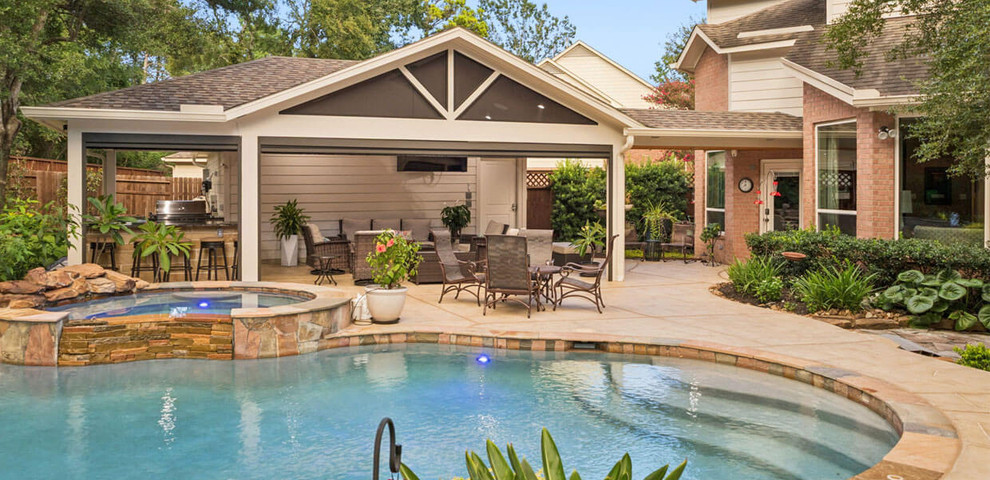 open gable patio cover outdoor kitchen carvestone patio overlay