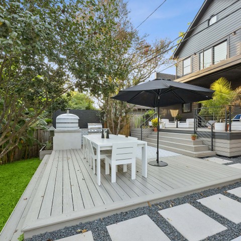 outdoor living patio and deck outdoor kitchen backyard makeover