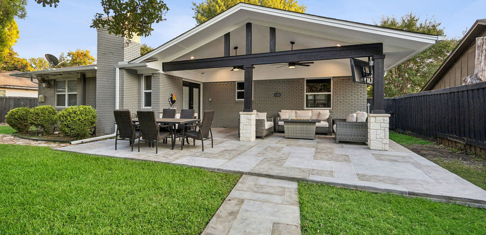 open gable patio cover carvestone overlay outdoor kitchen
