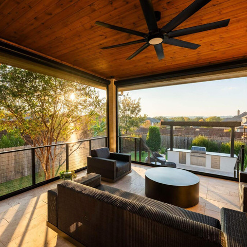 paver patio with tongue and groove ceiling and patio cover